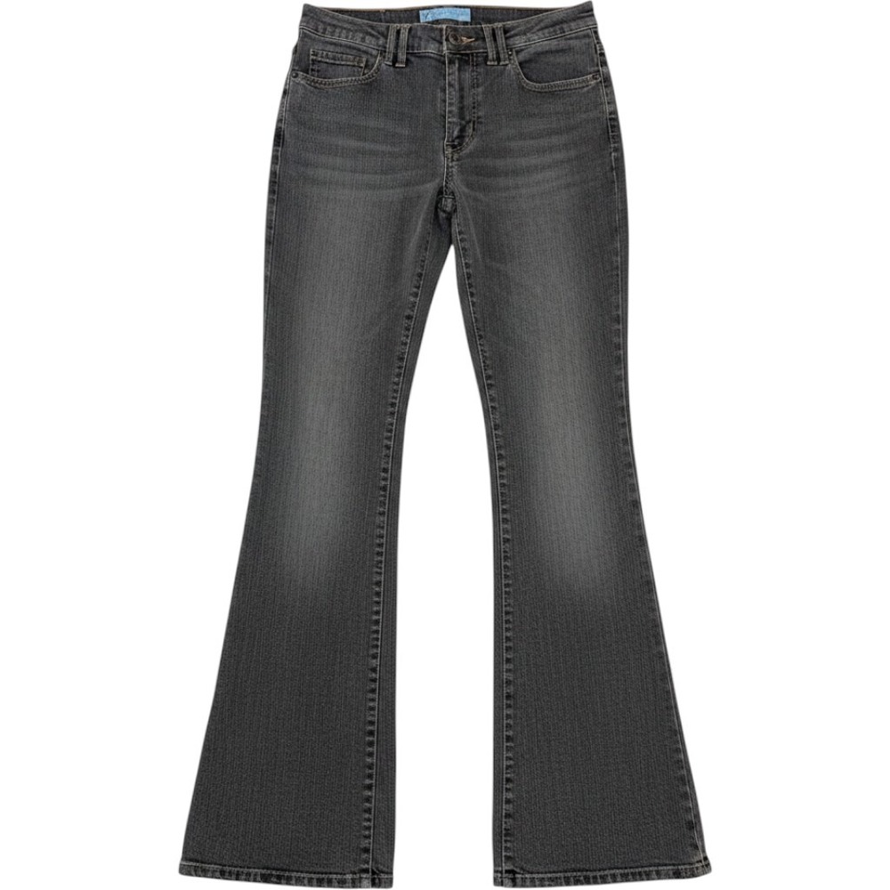 Duplex by Lyte Womens Faded Black Flare Leg Jeans Size 6 Y2K Stretch IM105DV/SU